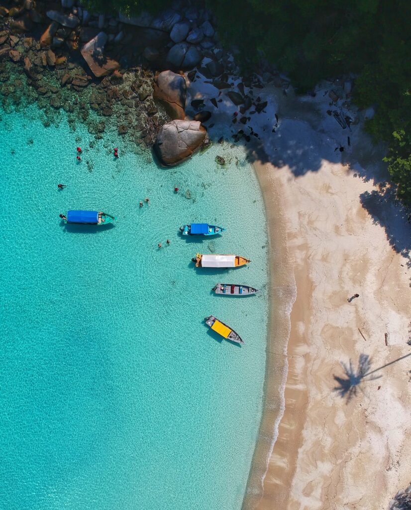 aerial view photography of boats on seashore goa
